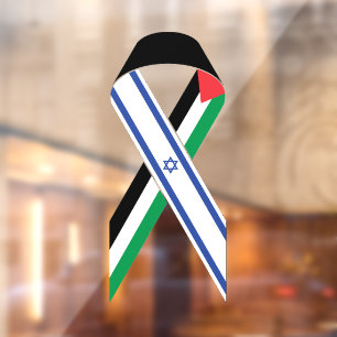 Israel and Palestine flag peace ribbon