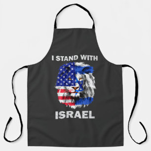 Israel and USA Flag Lion _ I Stand with Israel Apron