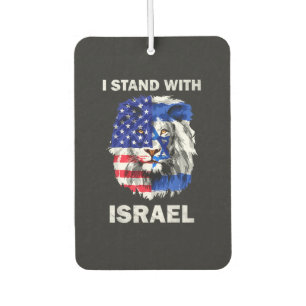 Israel and USA Flag Lion _ I Stand with Israel Car Air Freshener