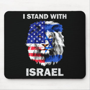 Israel And Usa Flag Lion I Stand With Israel Mouse Pad