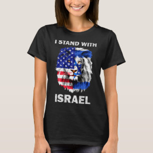Israel And Usa Flag Lion I Stand With Israel T-Shirt