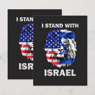 Israel and USA Flag Lion _ I Stand with Israel Thank You Card