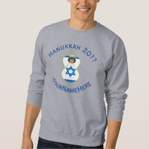 Israel Angel Hanukkah Flag Blue Personalize Men's Sweatshirt