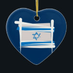 Israel Brush Flag Ceramic Tree Decoration<br><div class="desc">Represent Israel! This item features a brush stroke sketch of the Israeli flag that simulates Sume-e brush painting. Do you know an Israeli or Israeli-American who misses their home country and culture and would like to be patriotic about their nation? Travellers to Israel, Israeli-Americans, Jews, Jewish-Americans, or the Israelis themselves...</div>