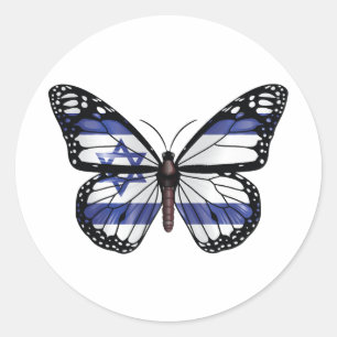 Israel butterfly monarch flag classic round sticker