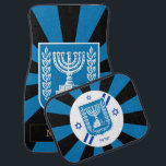Israel Car Floor Mat & Israeli Flag / dark Menorah<br><div class="desc">Car Floor Mats: Modern Israel,  Menorah & Israel flag floor mats set with monogrammed name / family - love my country,  summer holiday,  fathers day / sports fans</div>
