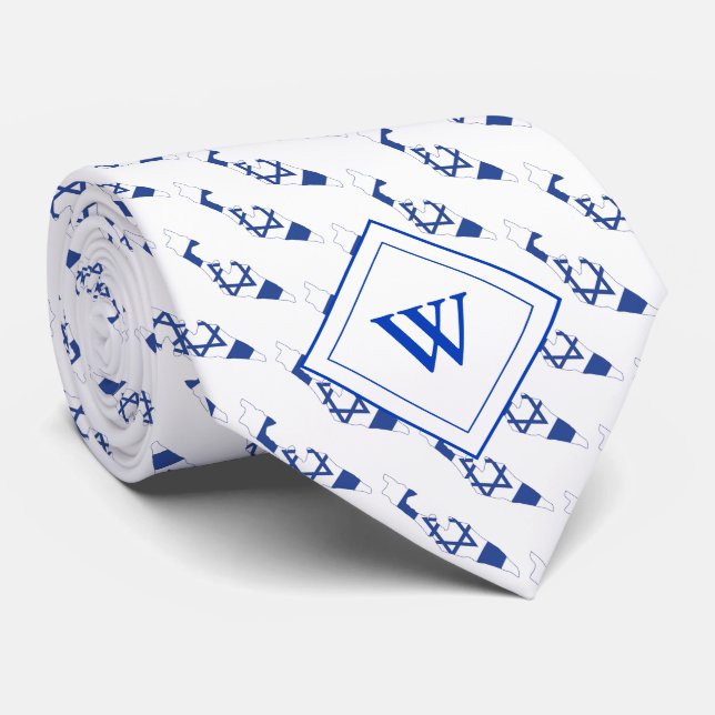 ISRAEL Christian Scripture Monogram Flag Tie (Rolled)