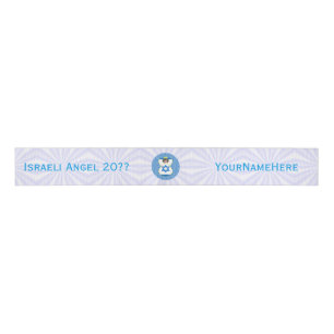 Israel Flag Angel on White and Blue Personalised  Grosgrain Ribbon