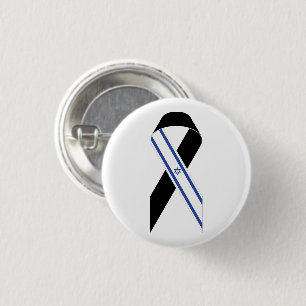 Israel flag black ribbon 3 cm round badge