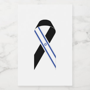 Israel flag black ribbon food label