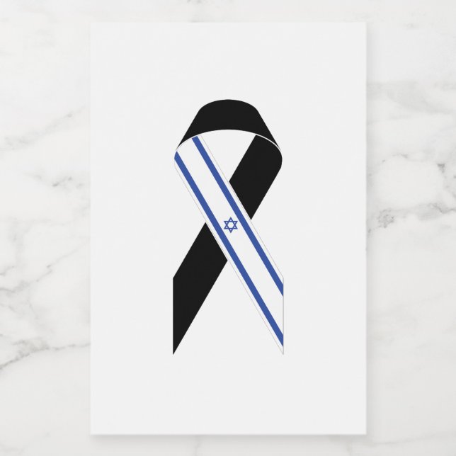 Israel flag black ribbon food label (Single Label)