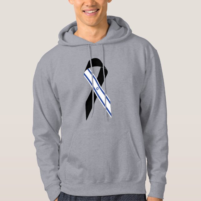Israel flag black ribbon hoodie (Front)
