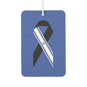 Israel flag black ribbon memorial blue car air freshener