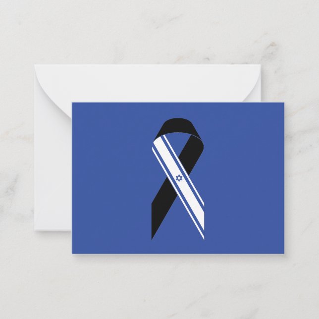 Israel flag black ribbon memorial blue Hanukkah Card (Front)