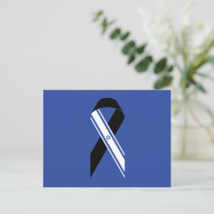 Israel flag black ribbon memorial blue Hanukkah Postcard