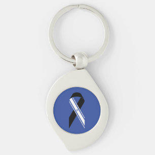 Israel flag black ribbon memorial blue key ring