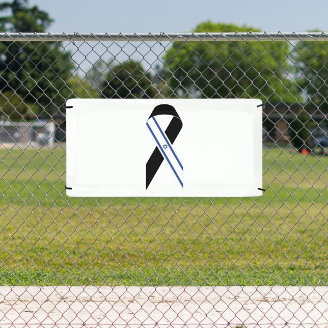 Israel flag black ribbon sign banner (Insitu)