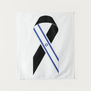 Israel flag black ribbon tapestry