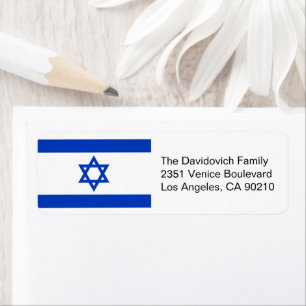Israel flag black white blue return address label