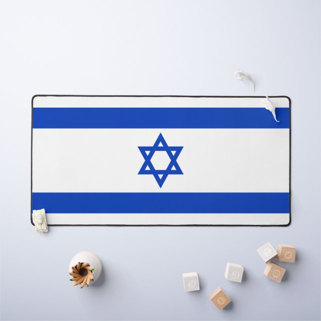Israel flag blue and white modern desk mat (Kids Table)