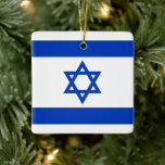 Israel flag blue and white modern patriotic ceramic ornament<br><div class="desc">Israel flag blue and white modern patriotic Ceramic Ornament. Available in many shapes.
Israeli Flag.</div>