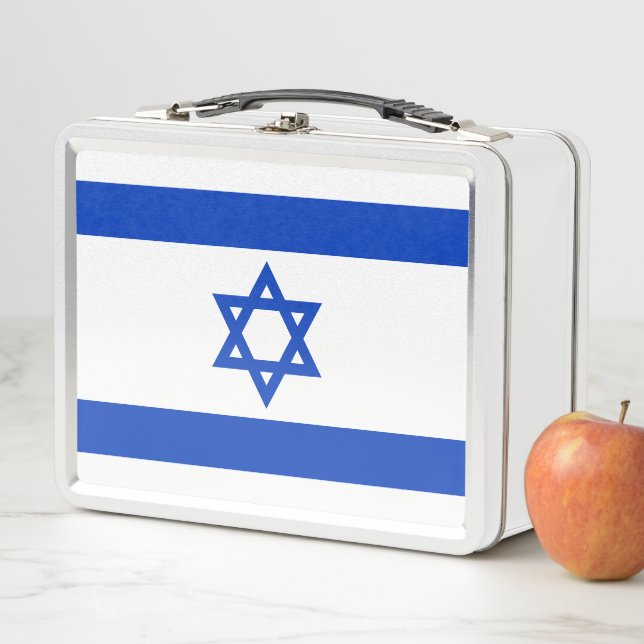 Israel flag blue and white modern patriotic metal lunch box (In Situ)