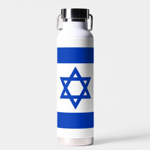 Israel flag blue and white modern patriotic water bottle