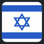 Israel flag blue Star of David Square Sticker<br><div class="desc">Israel Israeli flag The blue stripes are intended to symbolise the stripes on a tallit, the traditional Jewish prayer shawl. The portrayal of a Star of David on the flag of the State of Israel is a widely acknowledged symbol of the Jewish people and of Judaism. #israel #bluestar #starofdavid #judaism...</div>