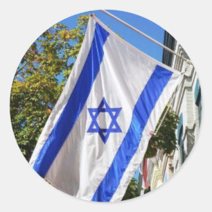 Israel Flag Flying Classic Round Sticker