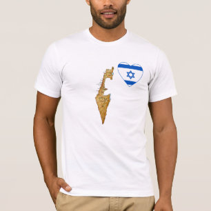 Israel Flag Heart and Map T-Shirt