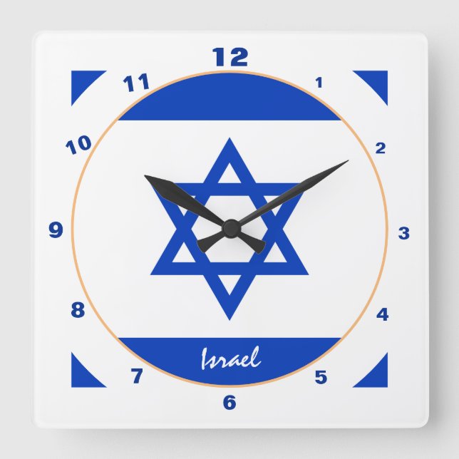 Israel Flag & Israel trendy fashion /design clock (Front)