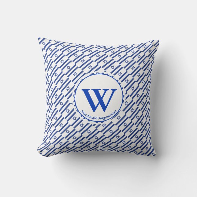 ISRAEL FLAG Israeli Custom Monogram Add Your Name Cushion (Front)