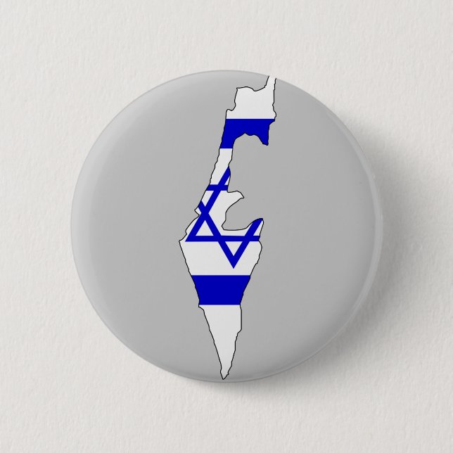 Israel flag map 6 cm round badge (Front)