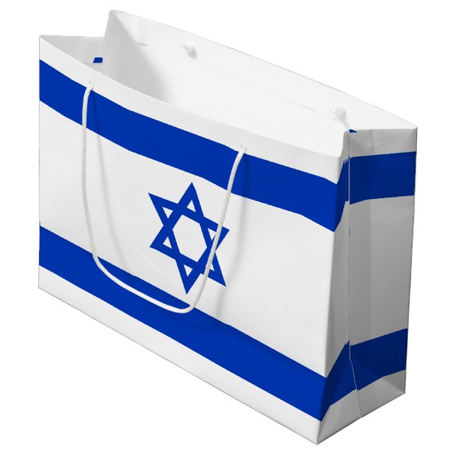 Israel flag modern patriotic large gift bag (Front Angled)