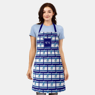 ISRAEL FLAG   Monogram   Star of David Apron