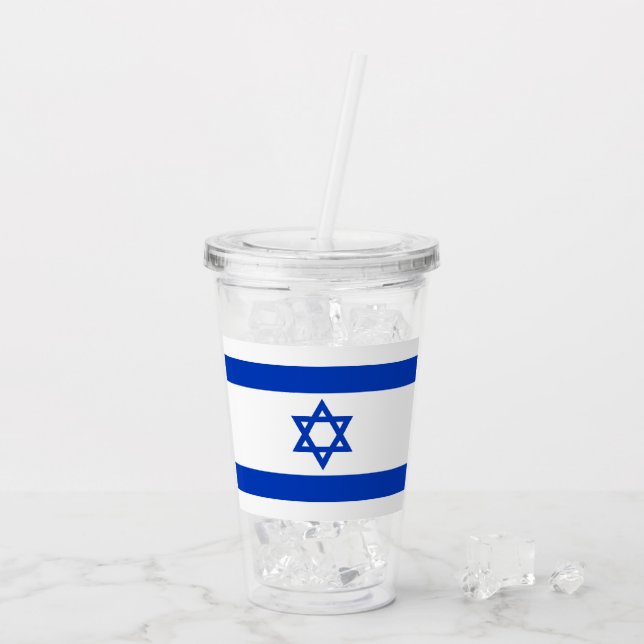Israel flag patriotic modern acrylic tumbler (Back Ice)