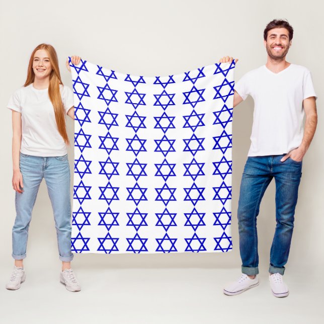 Israel flag pattern fleece blanket (In Situ)