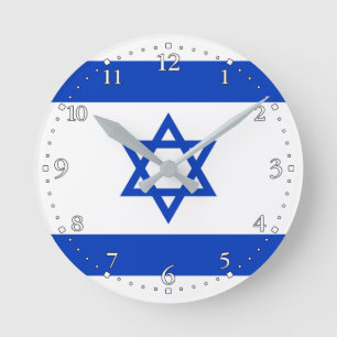 Israel Flag Round Clock