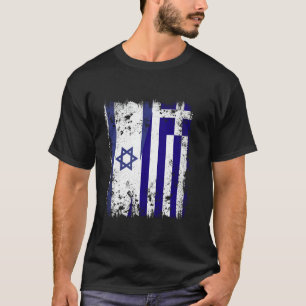 Israel Greece Half Flag Israeli Greek Flag Hellas  T-Shirt