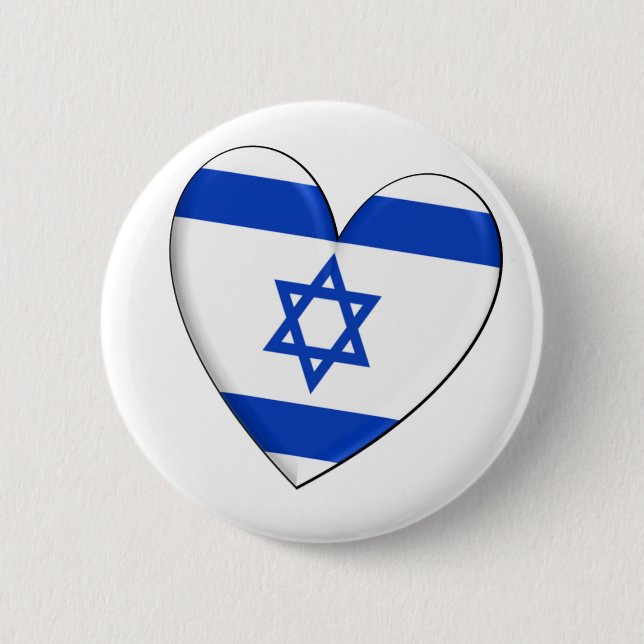 Israel Heart Flag 6 Cm Round Badge (Front)