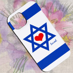 Israel Heart, patriotic case, Israeli Flag iPhone 15 Case<br><div class="desc">Iphone Case: Patriotic Israeli Flag with Red Heart & Israel mobile cover - love my country,  travel,  holiday,  national patriots /sports fans</div>