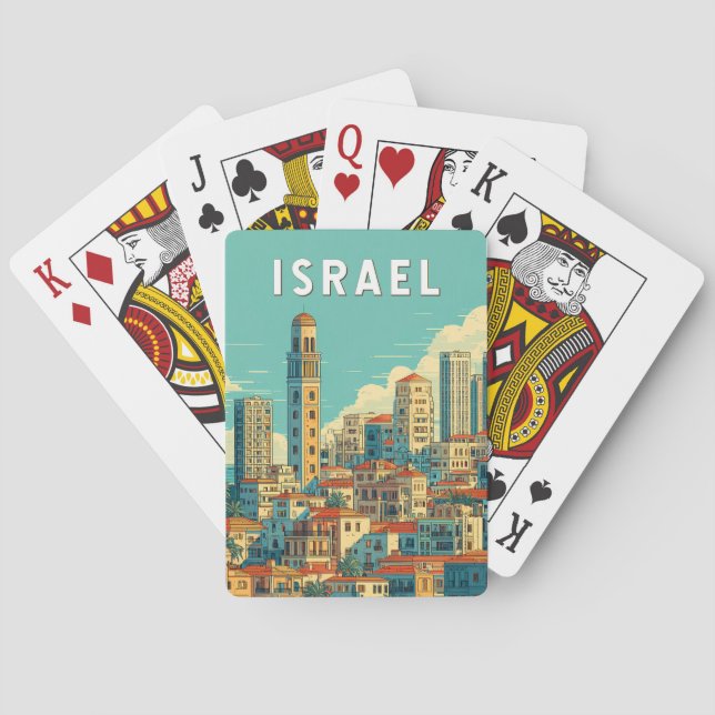 Israel Illustration Travel Art Vintage Playing Cards (Back)