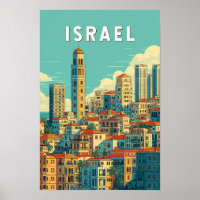 Israel Illustration Travel Art Vintage