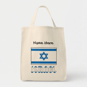 Israel Israeli Flag Black Personalisation  Tote Bag