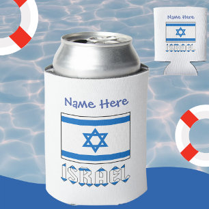 Israel Israeli Flag Blue Personalisation  Can Cooler