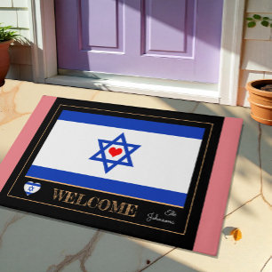 Israel & Israeli Flag house mats/sports Welcome Doormat