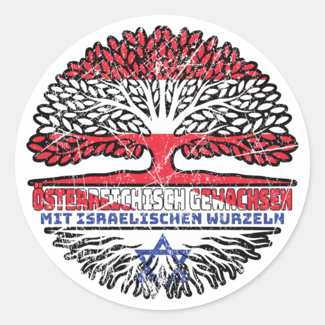 Israel Israelisch Österreichisch Österreich Baum Classic Round Sticker (Front)