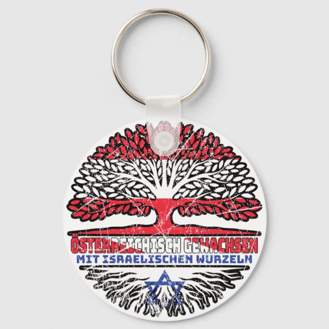 Israel Israelisch Österreichisch Österreich Baum Key Ring (Front)