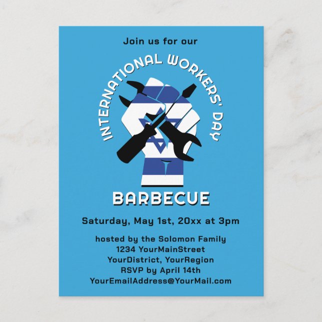 ISRAEL LABOR DAY Barbecue  Invitation Postcard (Front)