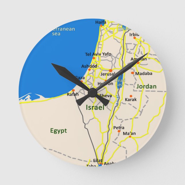 Israel map.JPG Round Clock (Front)